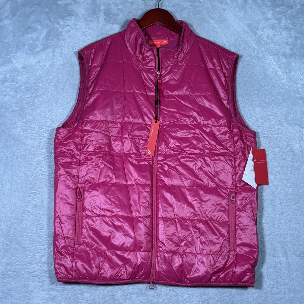 Redvanly Bolton Vest Mens Large‎ Pink Sangria Quilted Full Zip Golf Lightweight